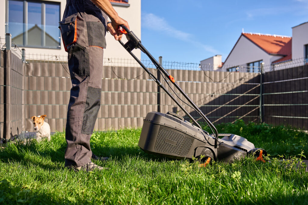 草刈り機と犬